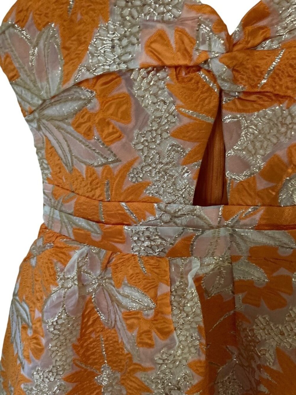 Angel Biba Orange and Gold Floral Mini Dress - Picture 2 of 6